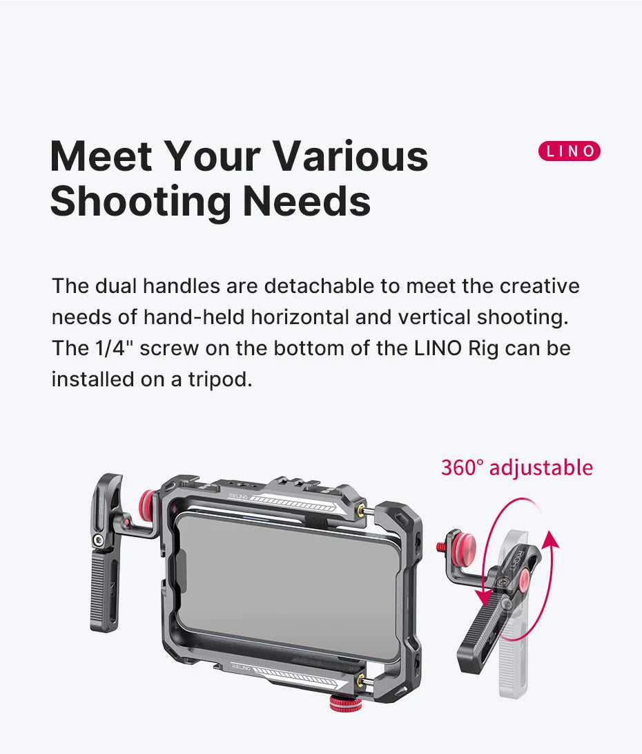 Ulanzi Lino Smartphone Cage for iPhone 16 15 14 13 X XR XS Max Mini/Pro/Pro Max Smartphone Handle Grip Phone Vlog Video