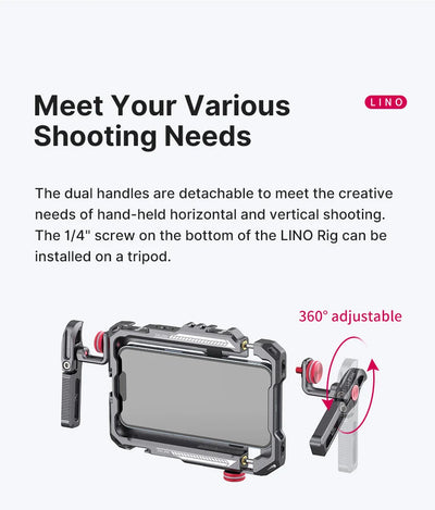 Ulanzi Lino Smartphone Cage for iPhone 16 15 14 13 X XR XS Max Mini/Pro/Pro Max Smartphone Handle Grip Phone Vlog Video