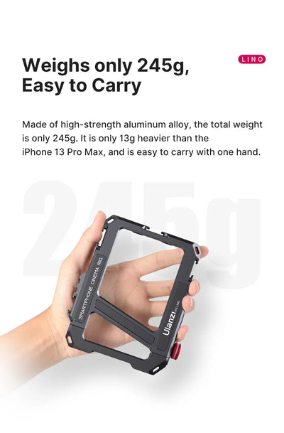 Ulanzi Lino Smartphone Cage for iPhone 16 15 14 13 X XR XS Max Mini/Pro/Pro Max Smartphone Handle Grip Phone Vlog Video