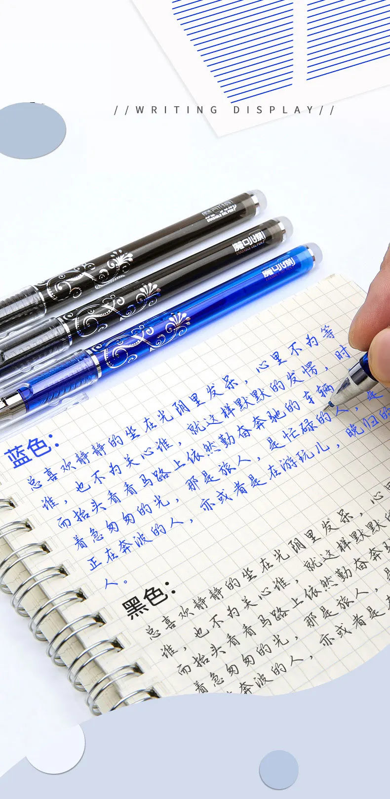 26 Pcs/Set Kawaii Erasable Pens 0.35mm Gel Pen Waterproof Gel Ink Stationery School Writing supplies for Notebook Office Student