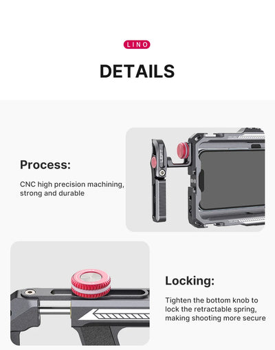Ulanzi Lino Smartphone Cage for iPhone 16 15 14 13 X XR XS Max Mini/Pro/Pro Max Smartphone Handle Grip Phone Vlog Video