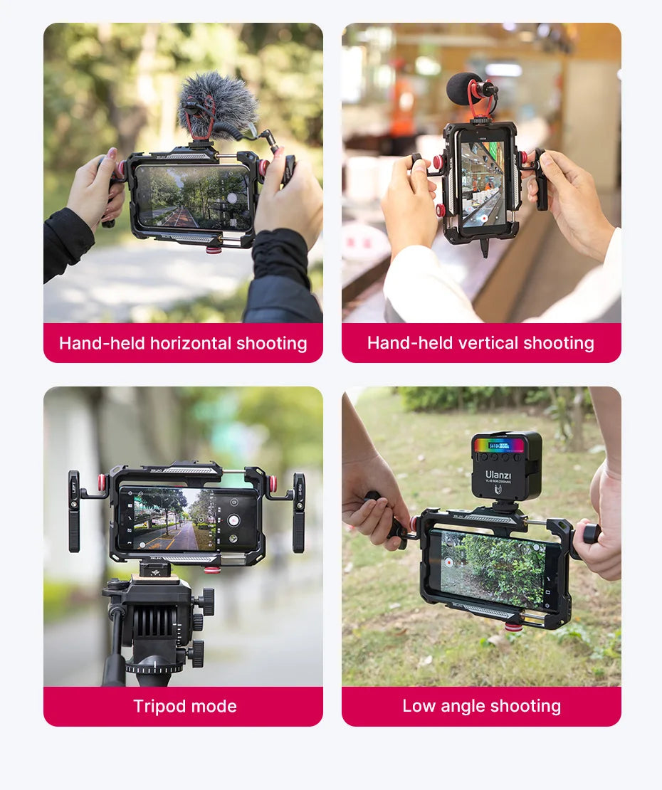 Ulanzi Lino Smartphone Cage for iPhone 16 15 14 13 X XR XS Max Mini/Pro/Pro Max Smartphone Handle Grip Phone Vlog Video