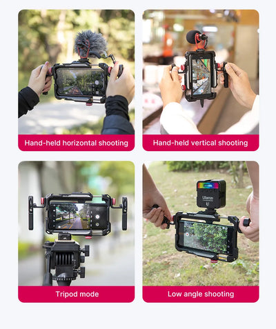 Ulanzi Lino Smartphone Cage for iPhone 16 15 14 13 X XR XS Max Mini/Pro/Pro Max Smartphone Handle Grip Phone Vlog Video