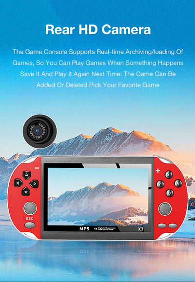 X7 Dual Joystick Handheld Game Console 4.3 Inch HD Large Screen Supports 12 Emulator Games Built-in 10000 Games