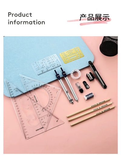 15 In1 Compass Ruler Math Geometry Plate Stationery Set Students Professional Civil Mechanical Engineering Drawing Accessori