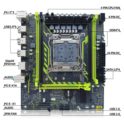 X99-8D4 ZSUS Motherboard Set Kit With LGA2011-3 Xeon E5 2630 V4 CPU DDR4 16GB (1*16GB) 2133MHZ RAM Memory NVME M.2 SATA