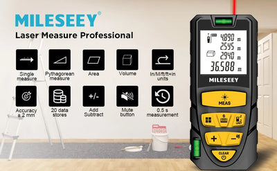 MILESEEY Laser Distance Meter S2 40M 60M 80M 100M 120M Laser Rangefinder,Trenas a Laser with Multi Measurement Function