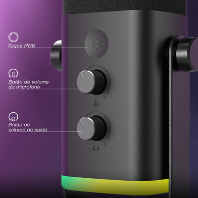 FIFINE USB/XLR Dynamic Microphone with Touch Mute Button,Headphone jack,I/O Controls,for PC PS5/4 mixer,Gaming MIC Ampligame AM8