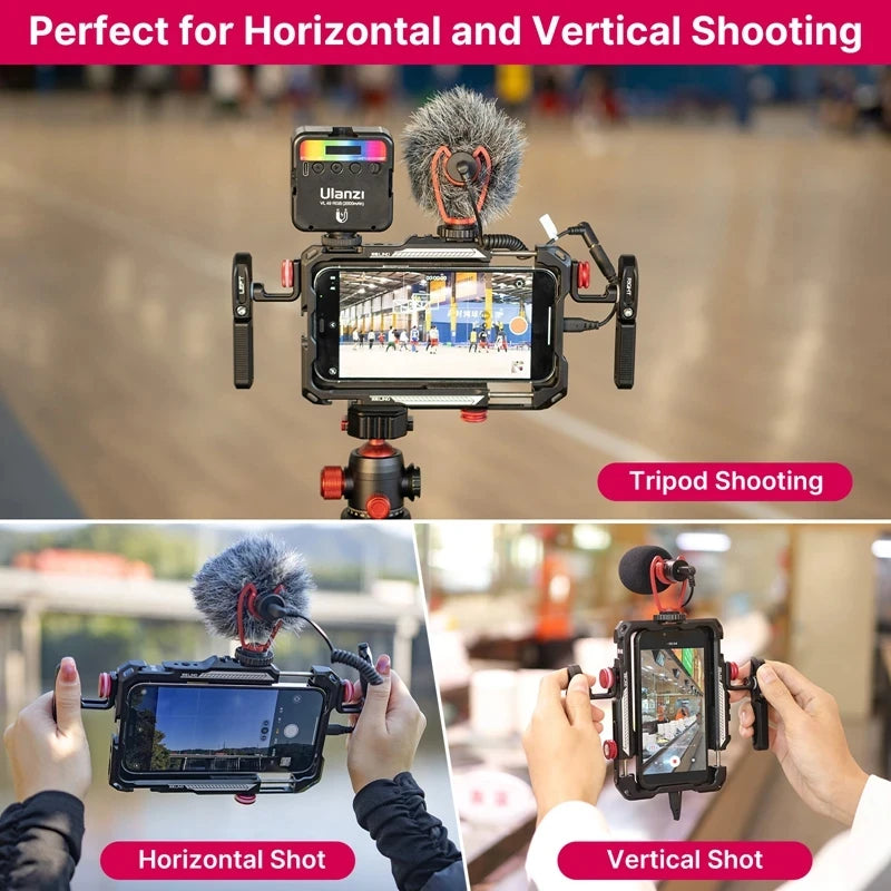 Ulanzi Lino Smartphone Cage for iPhone 16 15 14 13 X XR XS Max Mini/Pro/Pro Max Smartphone Handle Grip Phone Vlog Video