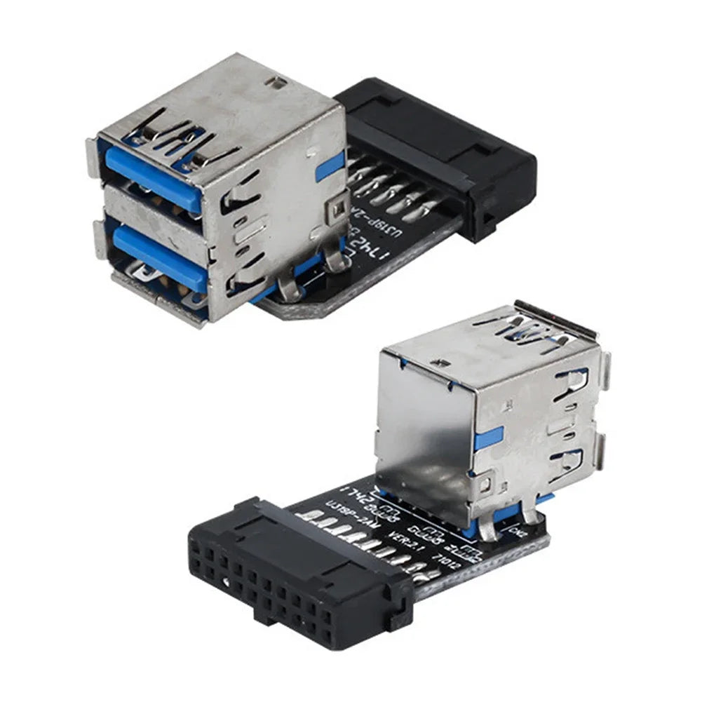 Female Motherboard Adapter USB 3.0 19 20 Pin Socket to Dual USB 3.0 A Splitter Anti-Interference Ability Stability