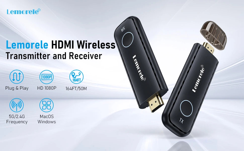 Lemorele 1080P HDMI Wireless Transmitter Receiver Wireless HDMI Video Extender kit Adapter for Laptop TV Projector Monitor