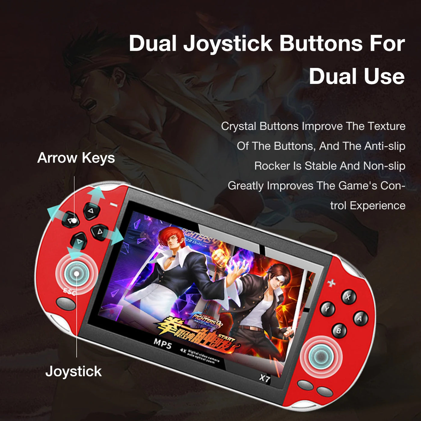 X7 Dual Joystick Handheld Game Console 4.3 Inch HD Large Screen Supports 12 Emulator Games Built-in 10000 Games