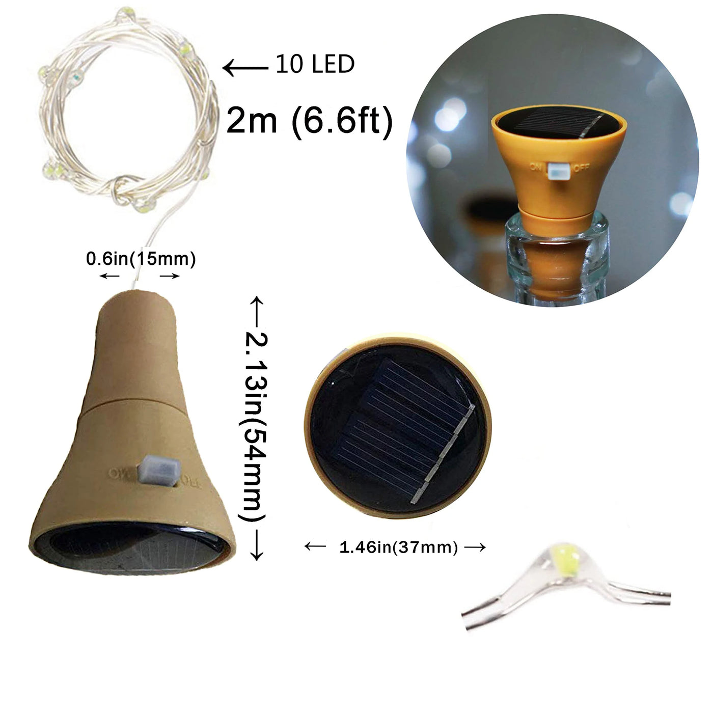 LED Solar Powered Bottle Stopper Light String Solar Outdoor Lights Garland Room Decoration Party Xmas Tree Wedding Decor