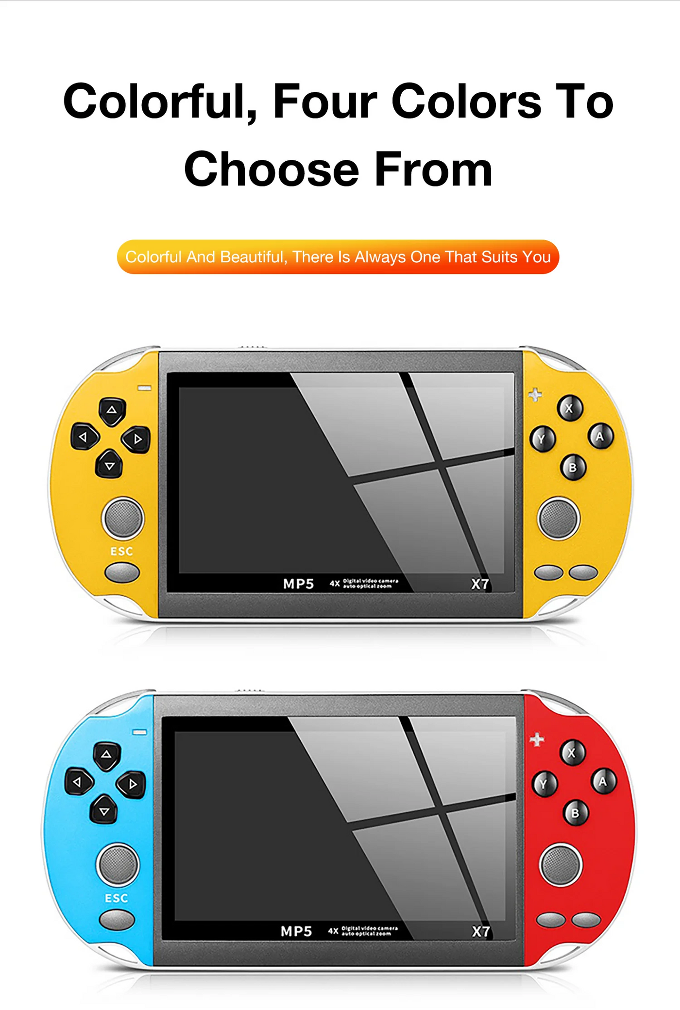 X7 Dual Joystick Handheld Game Console 4.3 Inch HD Large Screen Supports 12 Emulator Games Built-in 10000 Games
