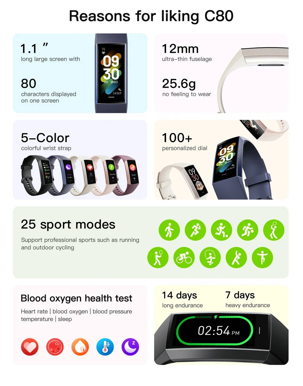 Amoled Display 1.1 Inch Women Smart Bracelet Fitness Band Watch New In Women'S Watches Pedometers For Walking For Oppo Phone