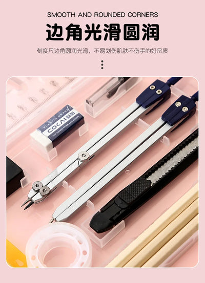 15 In1 Compass Ruler Math Geometry Plate Stationery Set Students Professional Civil Mechanical Engineering Drawing Accessori