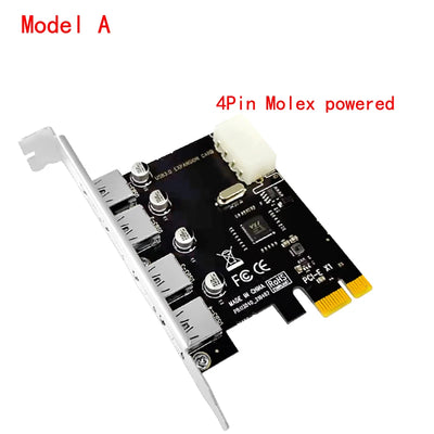 4 Port USB 3.0 PCI-E Expansion Card PCI Express PCIe USB 3.0 HUB Adapter 4-Port USB3.0 Controller USB 3 0 PCI e PCIe Express 1X