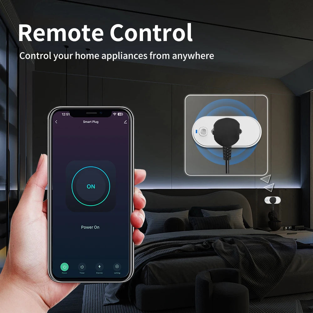 TNCE Tuya Brazil Plug 16/20A adapter, WIFI or zigbee socket with Power Monitor, Smart outlet control,Voice for Google Home Alexa