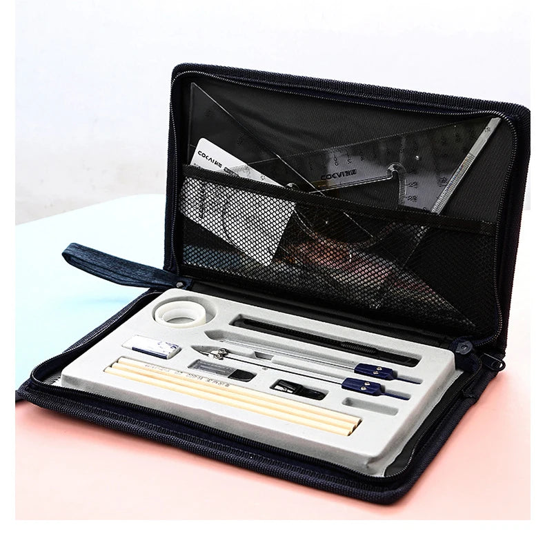 15 In1 Compass Ruler Math Geometry Plate Stationery Set Students Professional Civil Mechanical Engineering Drawing Accessori
