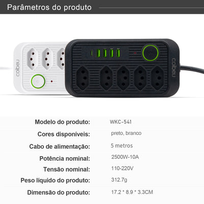 Extension, electrical extension, USB socket, power outlet line filter, 5 meters extension, electric extension, 110-220V,10A