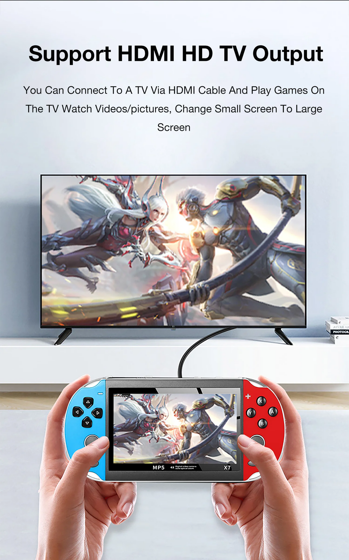 X7 Dual Joystick Handheld Game Console 4.3 Inch HD Large Screen Supports 12 Emulator Games Built-in 10000 Games