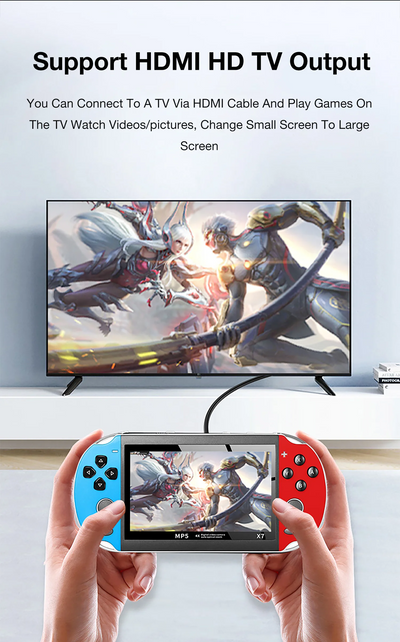 X7 Dual Joystick Handheld Game Console 4.3 Inch HD Large Screen Supports 12 Emulator Games Built-in 10000 Games