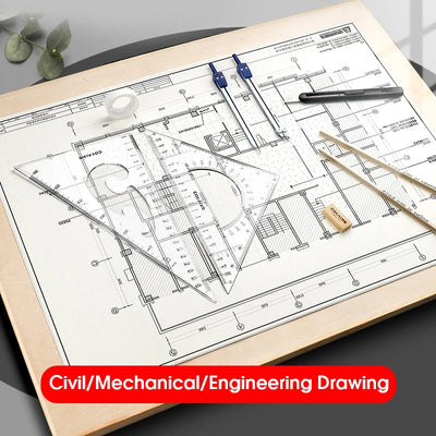 15 In1 Compass Ruler Math Geometry Plate Stationery Set Students Professional Civil Mechanical Engineering Drawing Accessori