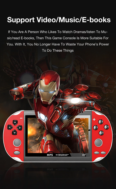 X7 Dual Joystick Handheld Game Console 4.3 Inch HD Large Screen Supports 12 Emulator Games Built-in 10000 Games