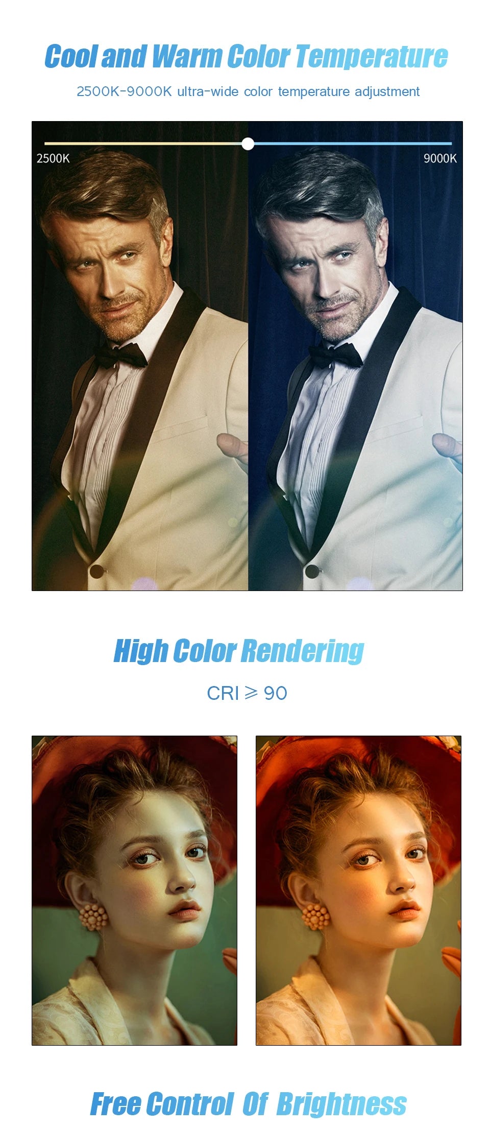 RGB LED Video Light Photography Fill Camera Lighting Panel CRI95+ 2500-9000K LCD Display Cold Shoe For Vlog Live Streaming DSLR