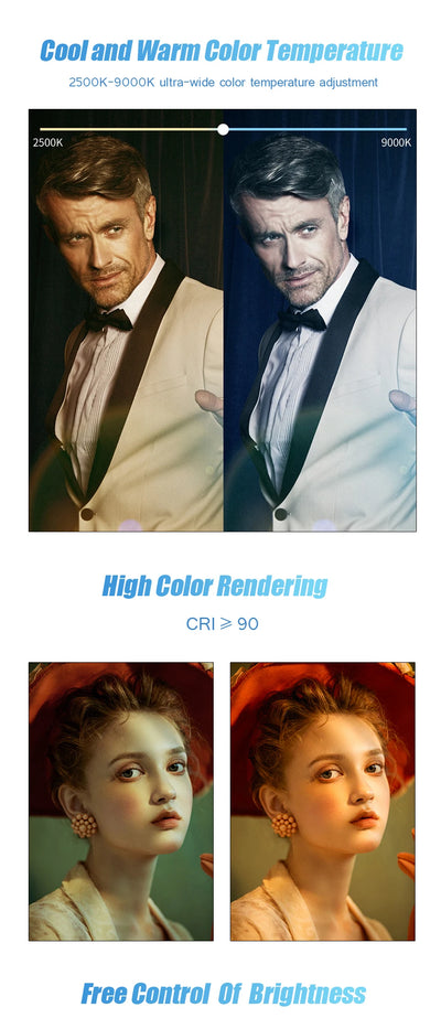 RGB LED Video Light Photography Fill Camera Lighting Panel CRI95+ 2500-9000K LCD Display Cold Shoe For Vlog Live Streaming DSLR