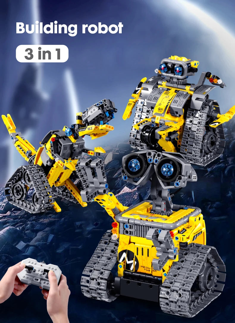 520pcs 3 in 1 City Technical RC Robot Excavator Racing Car Building Blocks Remote Control Bulldozer Truck Bricks Toys For Kids