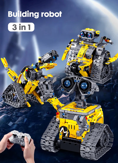 520pcs 3 in 1 City Technical RC Robot Excavator Racing Car Building Blocks Remote Control Bulldozer Truck Bricks Toys For Kids
