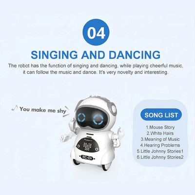 Pocket Emo Robot Talking Interactive Dialogue Voice Recognition Record Singing Dancing Telling Story Mini Robot Toy