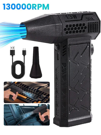 130000 RPM Mini Air Blower Handheld Electric Turbo Jet Fan Brushless Motor Violent Blower Wind Speed 52m/s Industrial Duct Fan