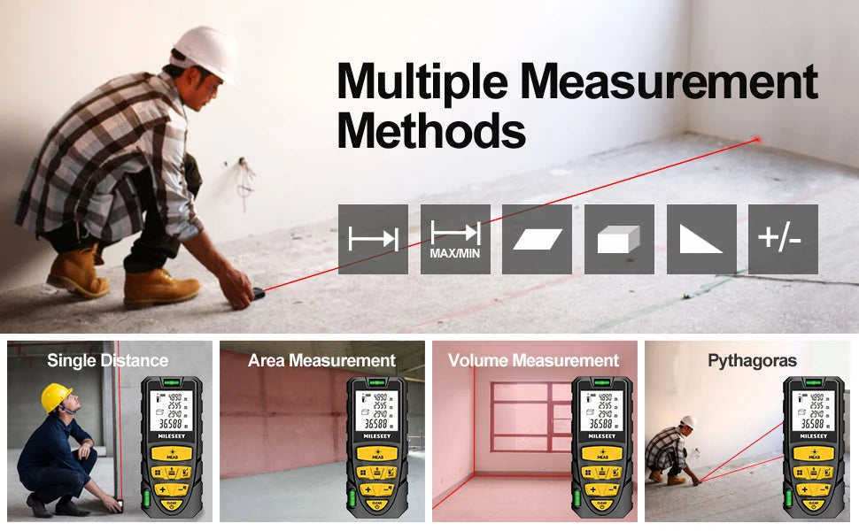 MILESEEY Laser Distance Meter S2 40M 60M 80M 100M 120M Laser Rangefinder,Trenas a Laser with Multi Measurement Function