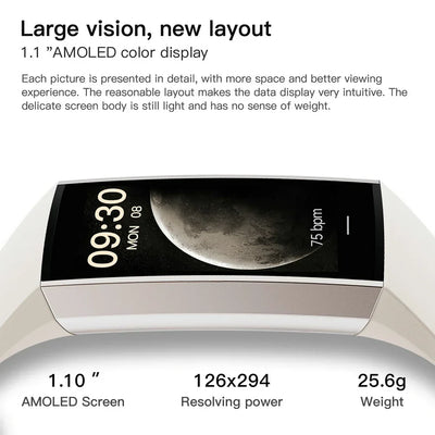 Amoled Display 1.1 Inch Women Smart Bracelet Fitness Band Watch New In Women'S Watches Pedometers For Walking For Oppo Phone