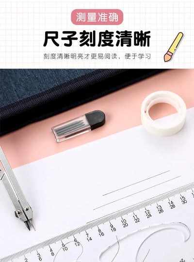 15 In1 Compass Ruler Math Geometry Plate Stationery Set Students Professional Civil Mechanical Engineering Drawing Accessori