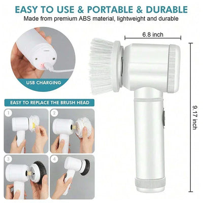 Xiaomi 5 in 1 Powerful Electric Cleaning Brush Spin Scrubber Brush Deep Cleaning with 5 Replaceable Heads For Bathroom Kitchen