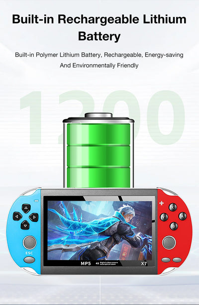 X7 Dual Joystick Handheld Game Console 4.3 Inch HD Large Screen Supports 12 Emulator Games Built-in 10000 Games