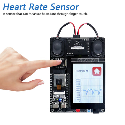 Freenove Development Kit for ESP32-S3 CAM Wireless, Dual-core 32-bit 240 MHz, Touch Screen Stereo Speakers Heart Rate Sensor